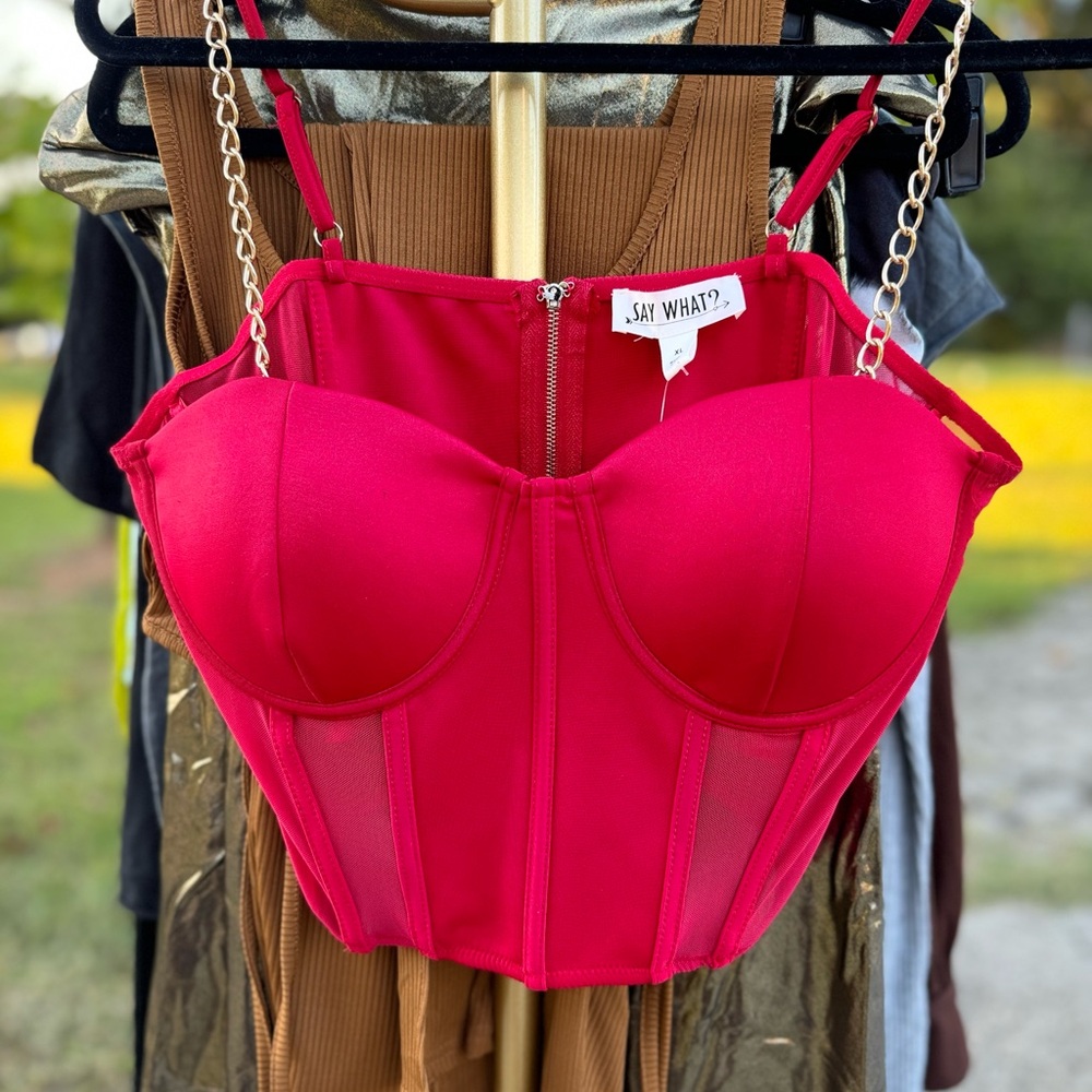Say What? Women's Red Bustier Top